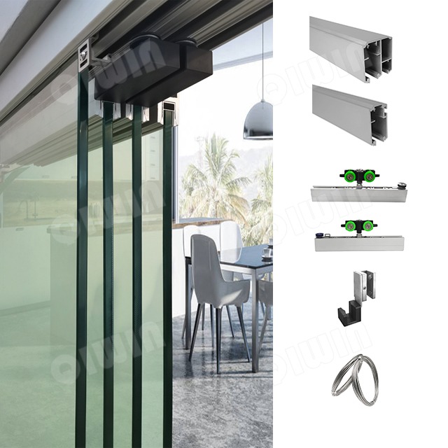 Telescoping glass door kits
