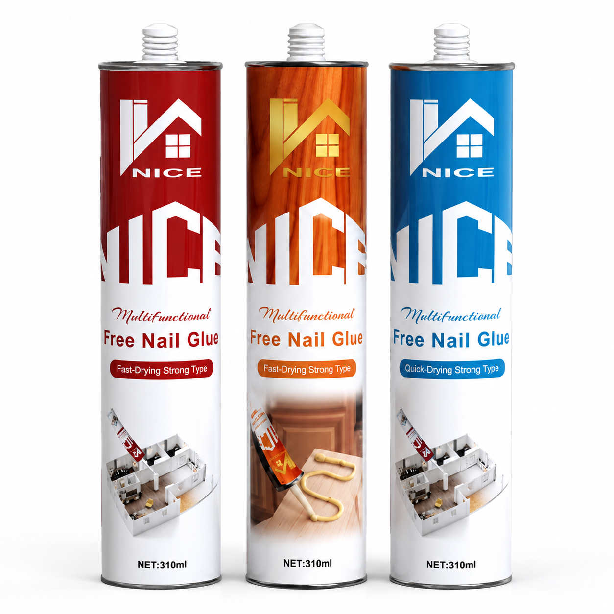 High Tack SBS Nail Free Adhesive for PVC/WPC Wall Panel Installation & Interior Decoration(White, Beige & Clear)