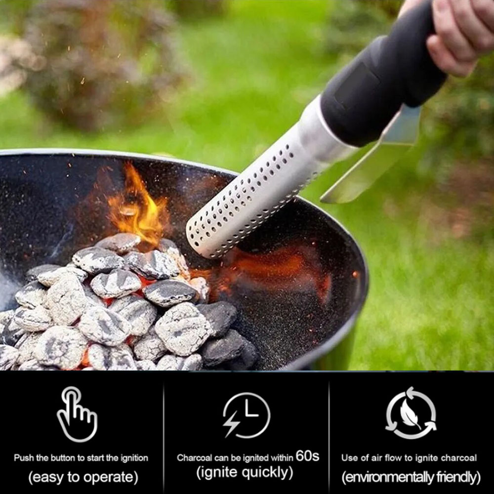 SEB Electric Charcoal Lighter, 60 Seconds Fast Ignition Stainless Steel BBQ Fire Starter Tool