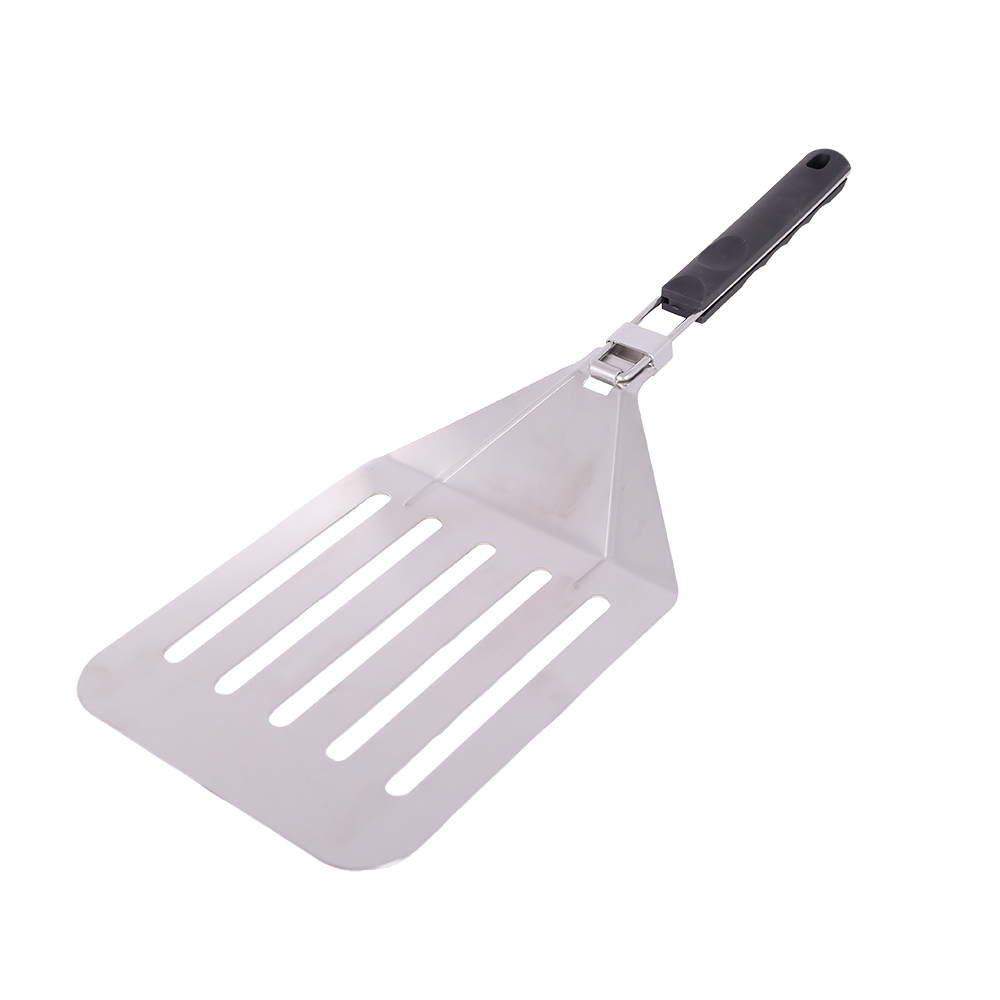 SEB Folding Handle Slotted Stainless Steel Pizza Peel, Oil Draining Pizza Transfer Shovel for BBQ & Baking Tools