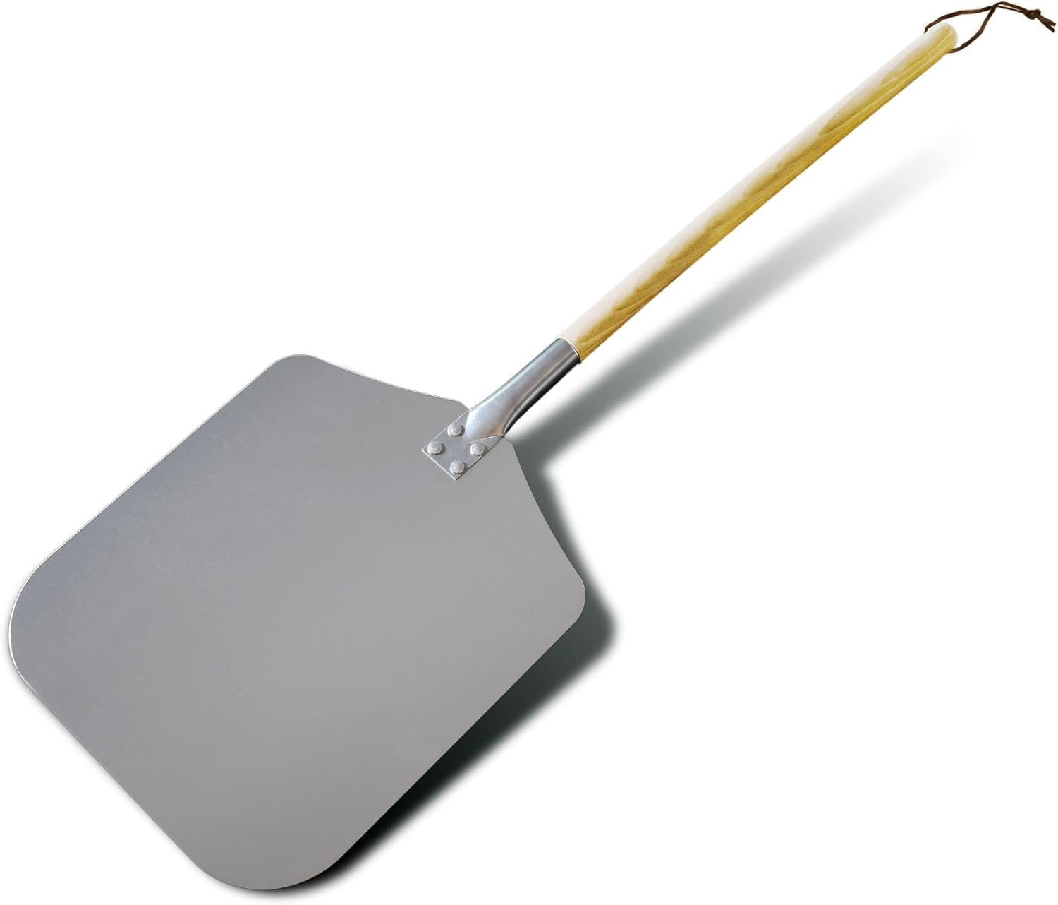 SEB Solid Aluminum Pizza Peel with Long Wooden Handle, Commercial Pizza Transfer Paddle for Oven & Baking Tools