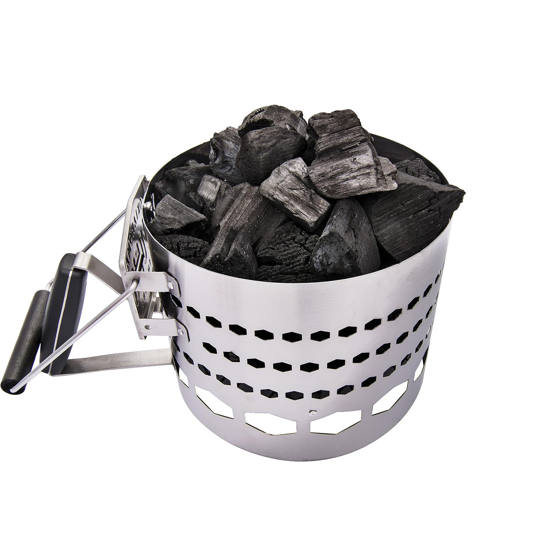 SEB Stainless Steel Perforated Charcoal Chimney Starter, Quick Charcoal Ignition Bucket for Kamado Grill & BBQ Accessories