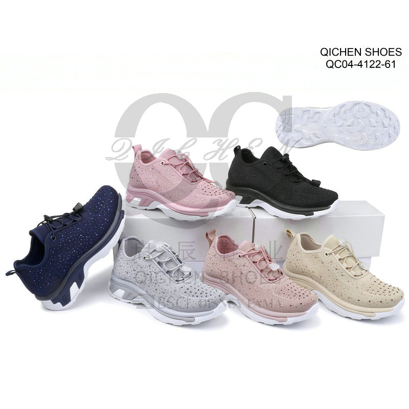 Ladies Rhinestone Mesh Casual Sneakers