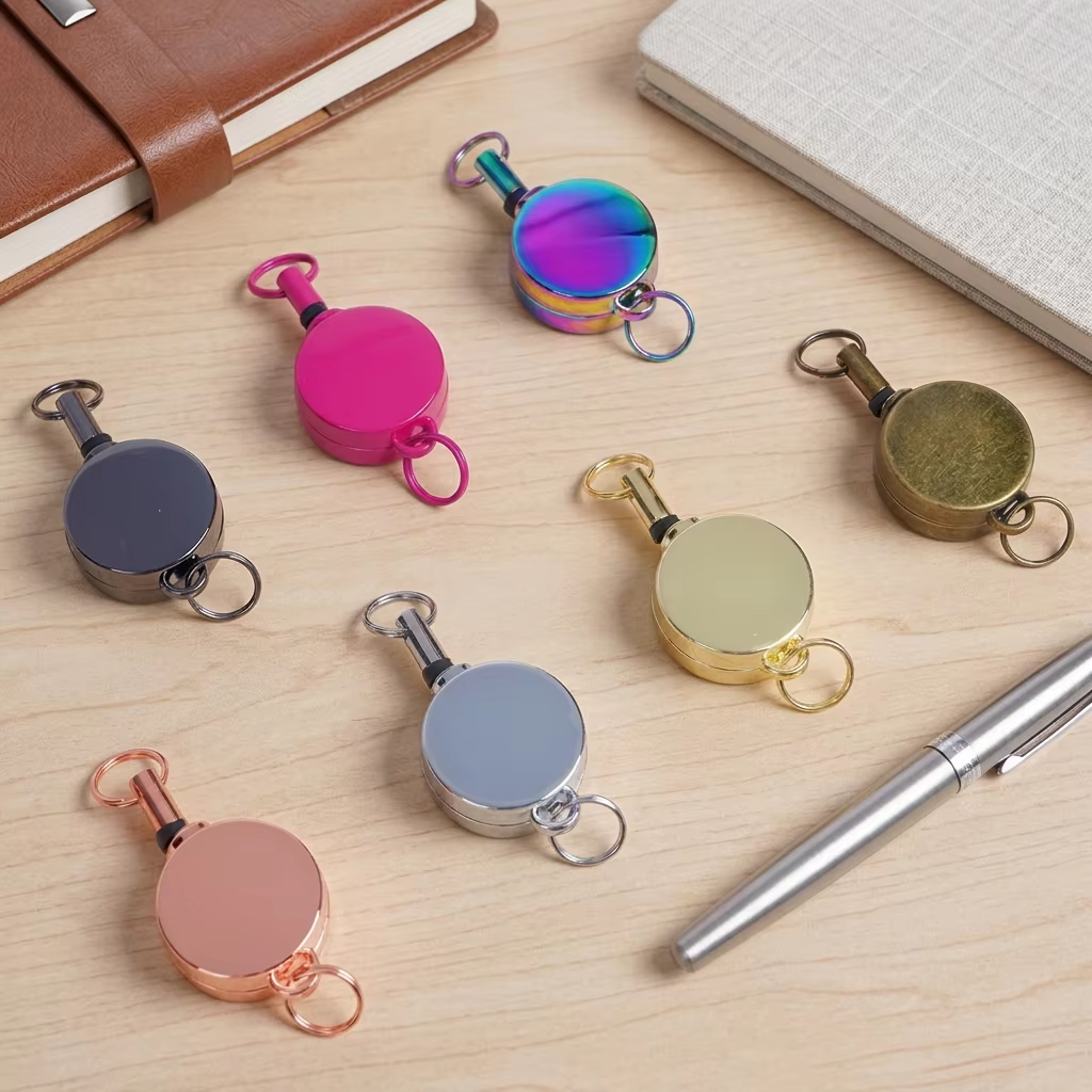 Customizable logo metal retractable badge reel keychains