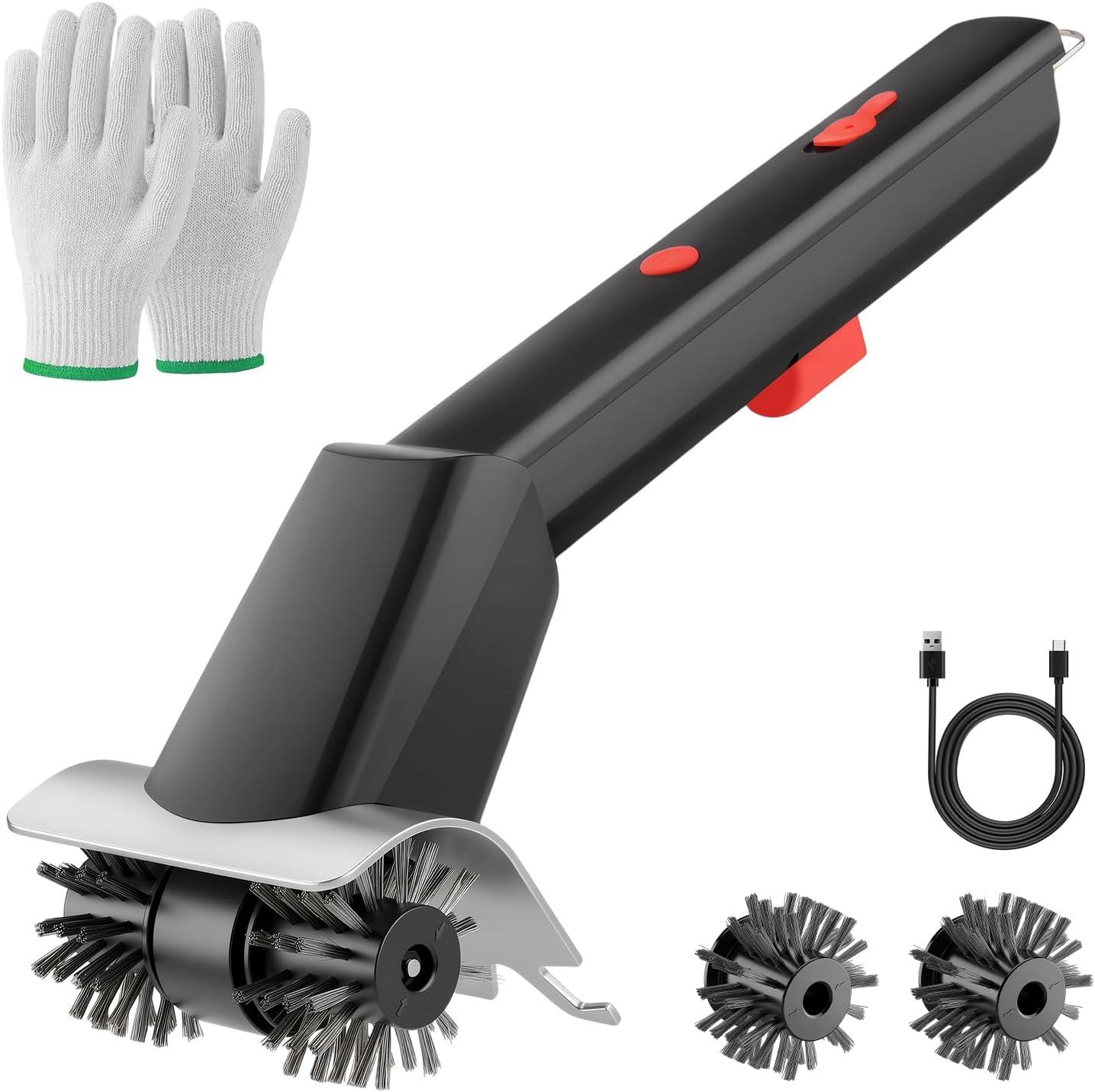 SEB Rechargeable Electric Grill Brush, Automatic BBQ Cleaner with Replacement Wire Brushes & Heat Resistant Gloves