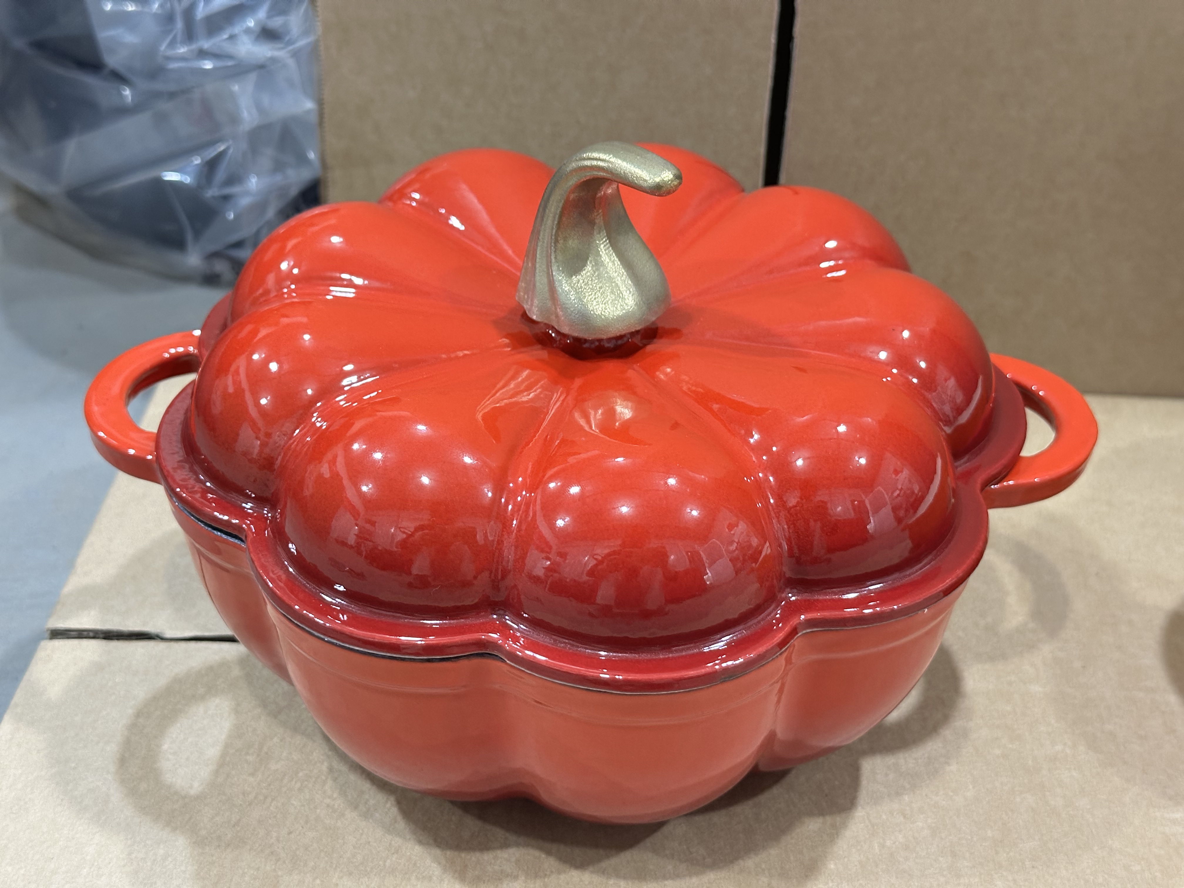 Pumpkin Enameled Cast‑Iron Dutch Oven