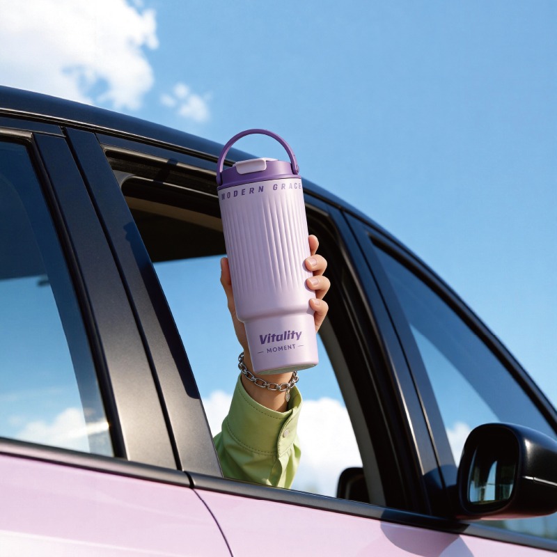 Double Wall Stainless Steel Vacuum Insulated Cup with Dual Sip Lid and Handle