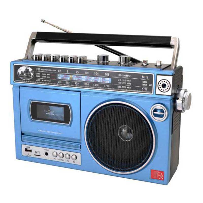 Retro Radio Cassette Player Recorder Handle Earphone jack Full band Radio