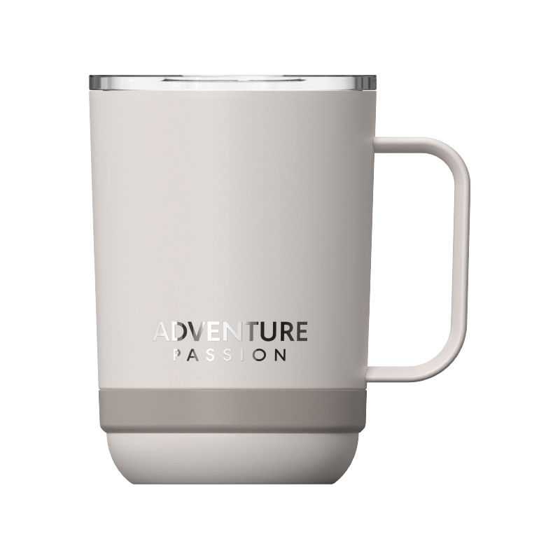 Double wall vacuum insulated thermos cup with slide lid and handle