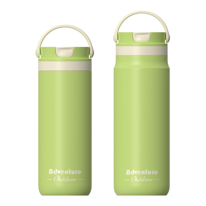 Double‑Wall Vacuum Insulated Mug, Dual‑Drink Lid with Nozzle & Screw‑On Direct‑Drink Opening, with Carry Handle