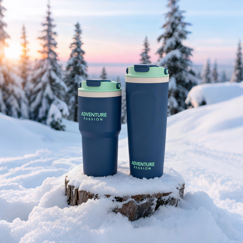 Double Wall Stainless Steel Vacuum Insulated Cup with Dual Sip Lid and Handle