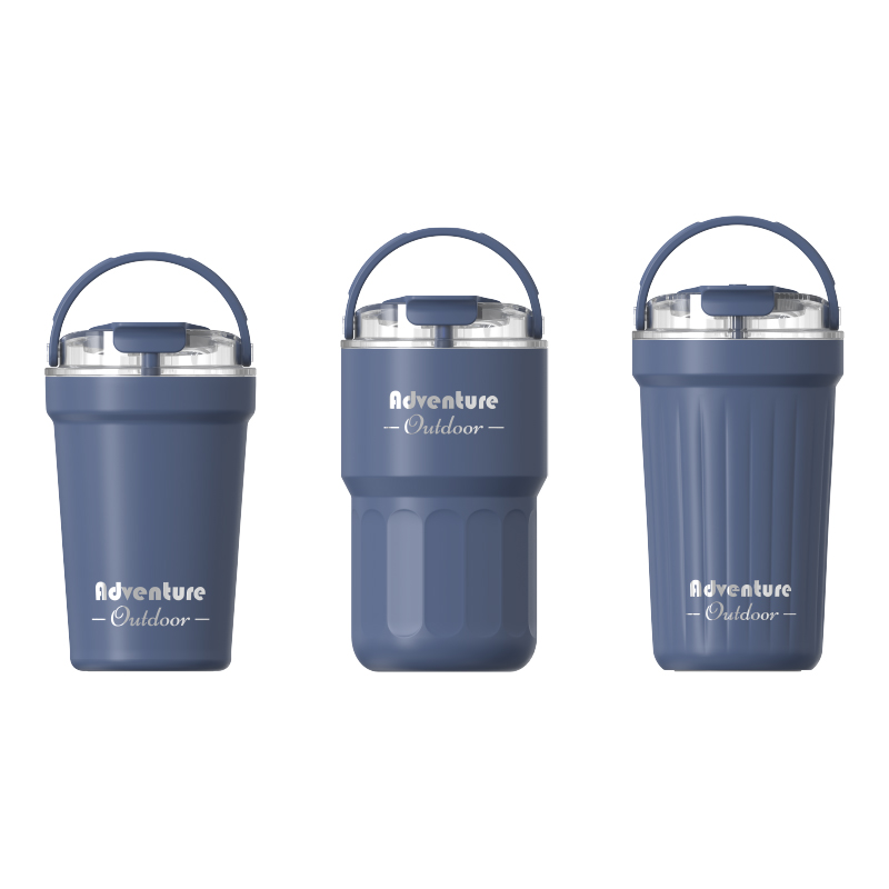 Double Wall Stainless Steel Vacuum Insulated Cup with Dual Sip Lid and Handle