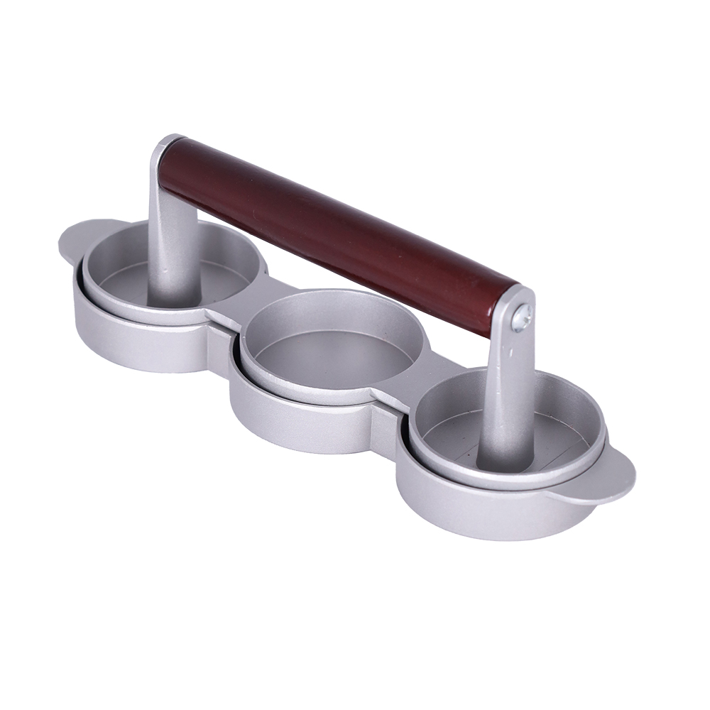 3‑In‑1 Aluminum Alloy Hamburger Patty Maker Triple Holes Manual Non‑Stick Burger Press Mold For Home Kitchen Outdoor BBQ