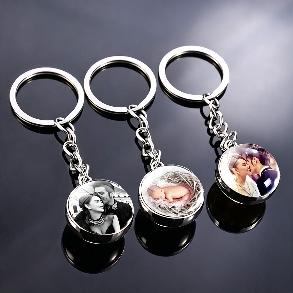 Double Side Glass Cabochon Custom Photo Keychains