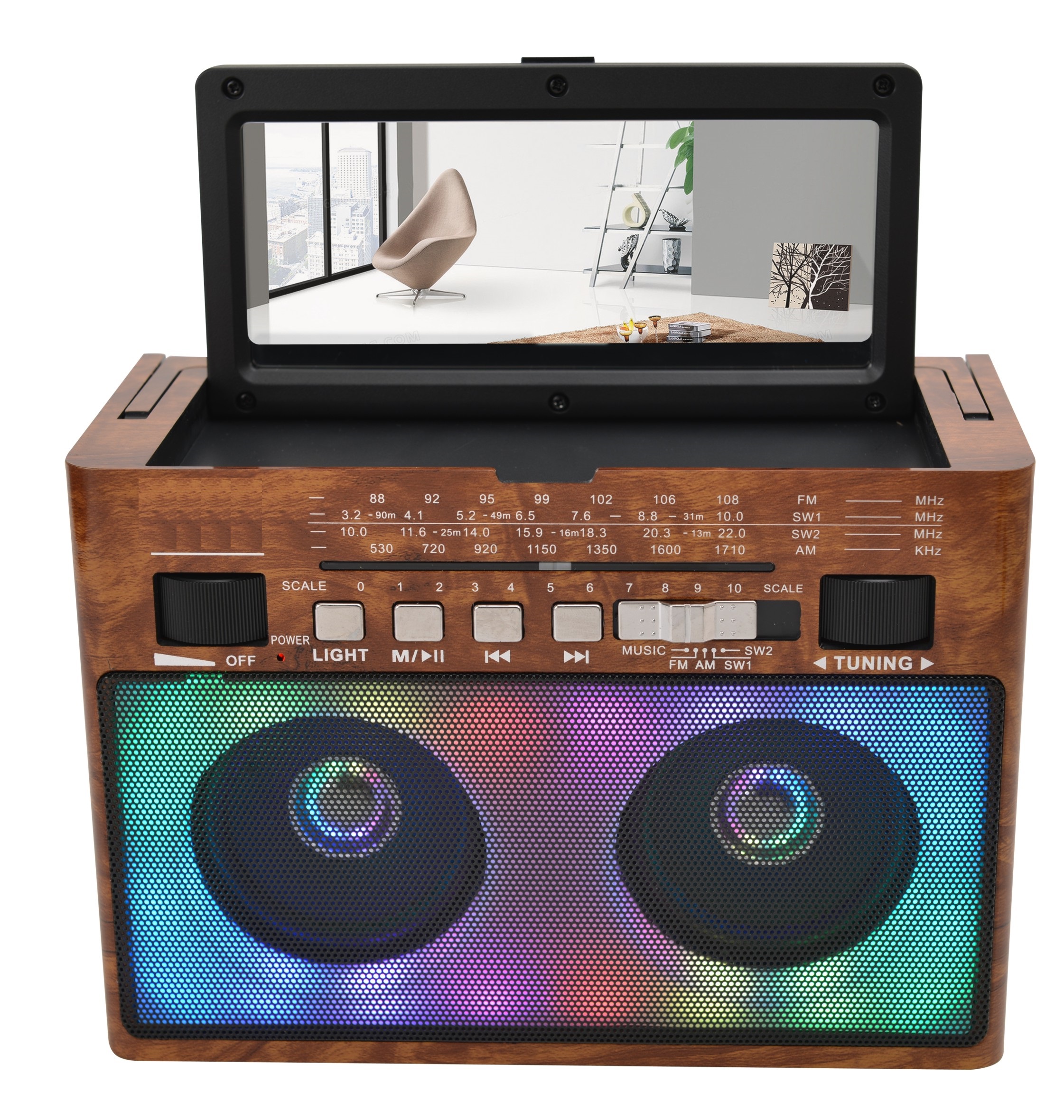 Colorful Disco light Radio Solar Power Portable with Mirror Fm Am Sw Multi Band Radio