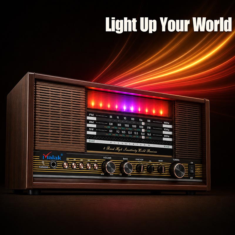 Old Style AM FM Radio with disco light rechargeable home audio retro portable Radio