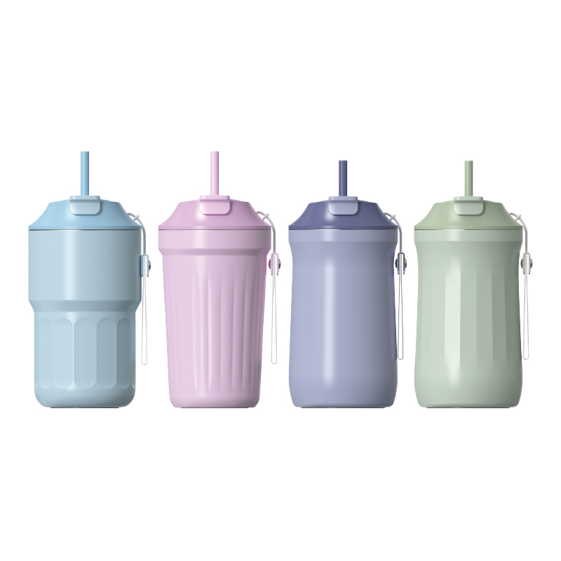 Double‑Wall Vacuum Insulated Mug, Flip‑Top Dual‑Drink Lid with Carrying Strap