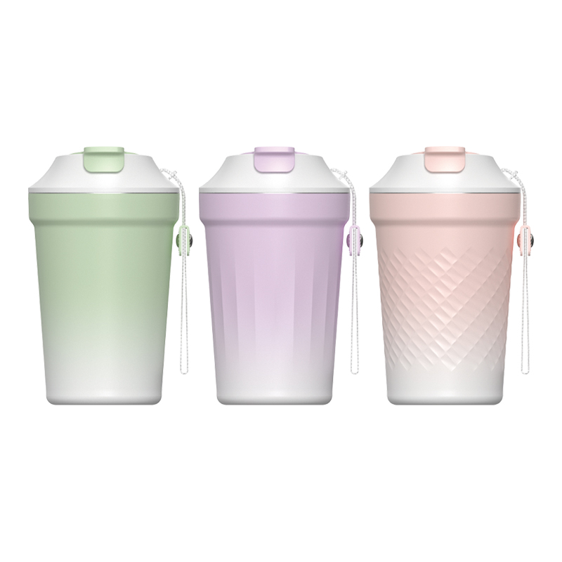 Double‑Wall Vacuum Insulated Tumbler, Dual‑drink Lid with Carrying Strap