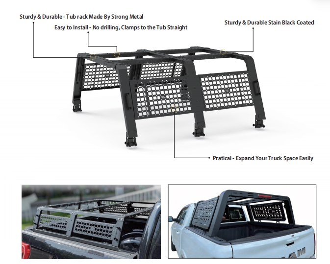 Black Steel roll bar for pick up car