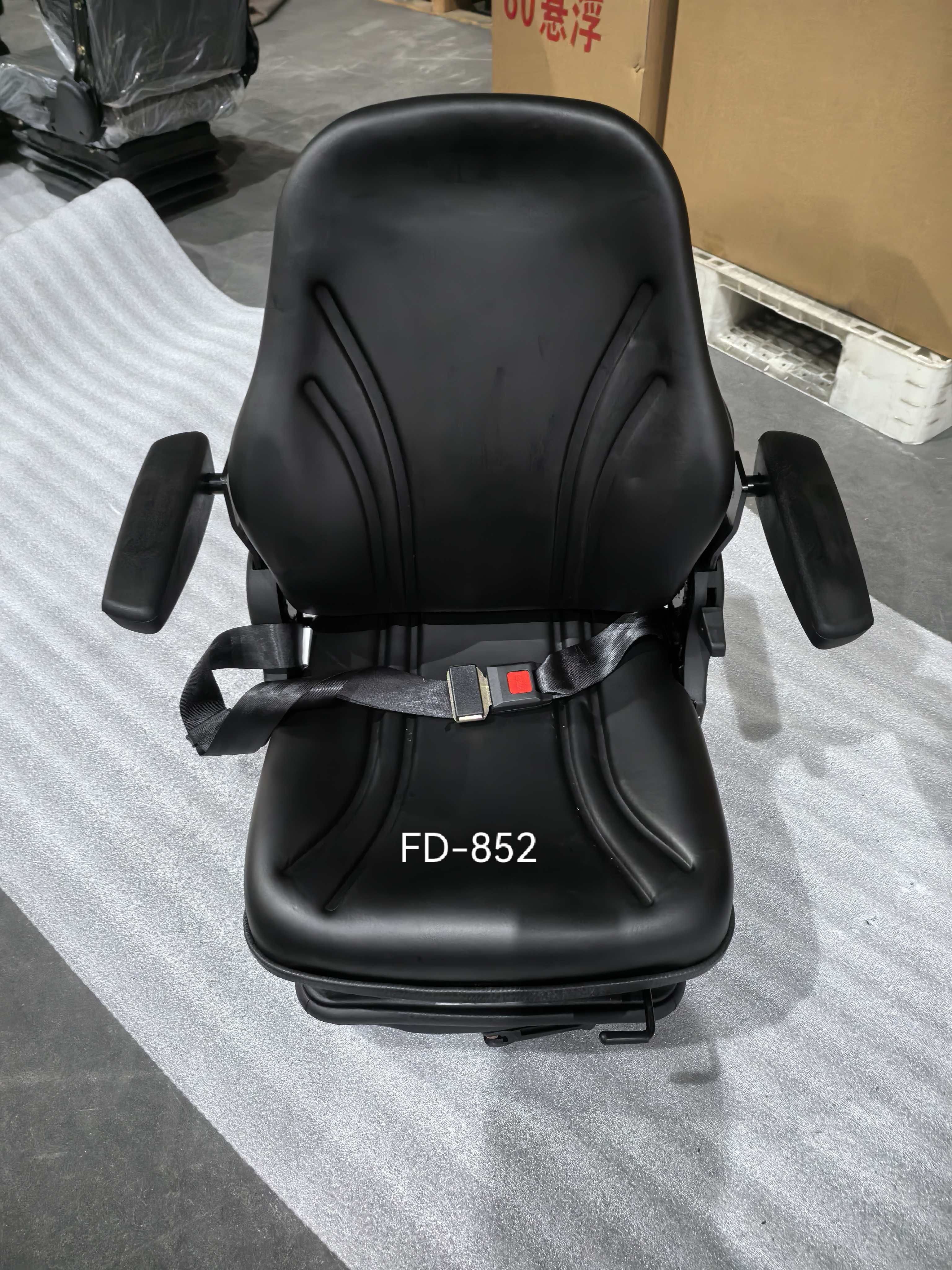 Adjustable Suspension Machinery Seat With Armrests & Safety Belt For Tractor Excavator Forklift Loader FD-852