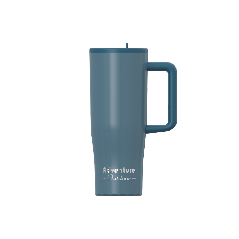Double‑Wall Vacuum Insulated Mug with Handle, Large Capacity, Slide Lid