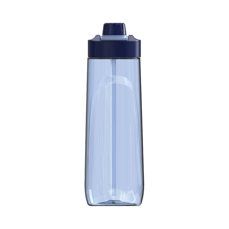 Tritan Plastic Sports Water Bottle One-button flip straw lid with Bail Handle Clear Tritan body Clear volume scale