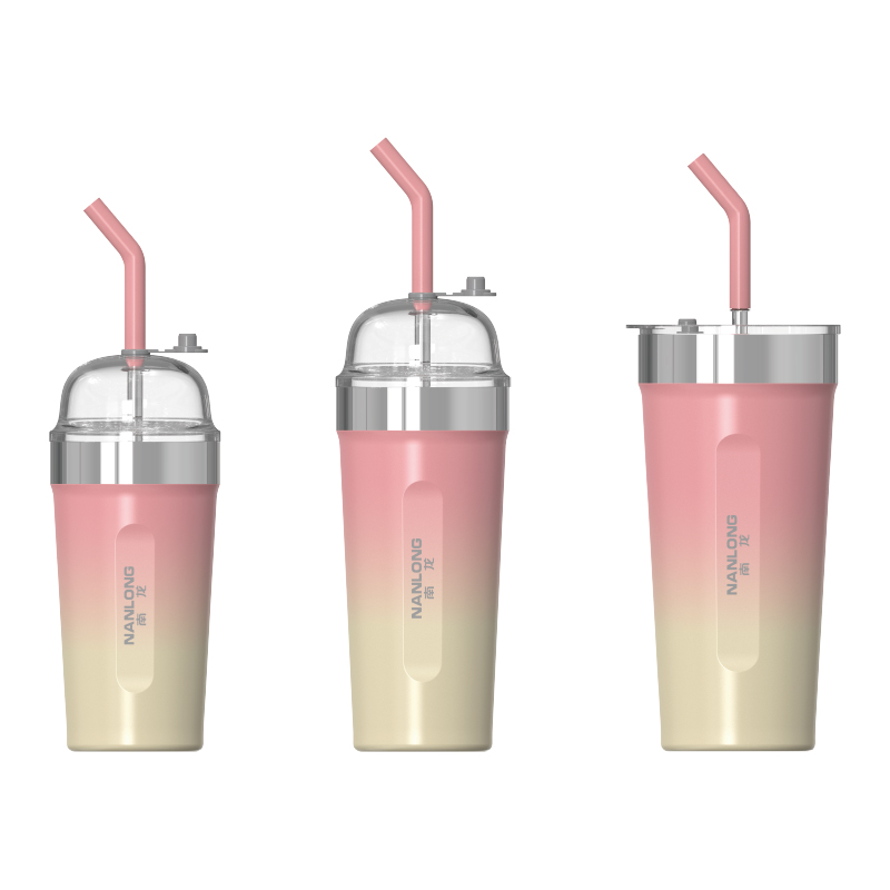 Double‑Wall Vacuum Insulated Mug, Straw Lid, Ice‑Cream Cup Shape, Wavy Texture Body