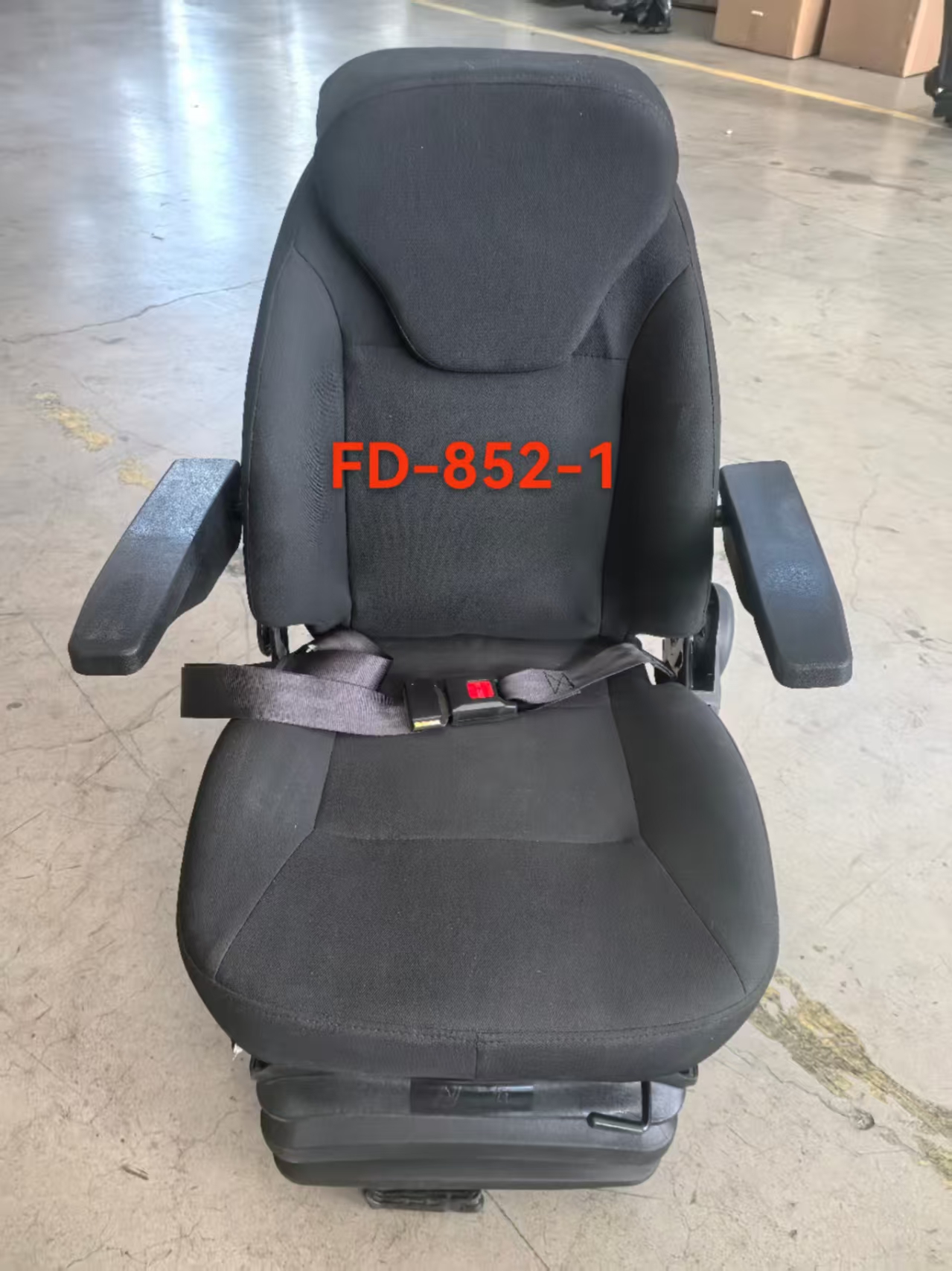 Fabric Suspension Tractor Seat with Headrest Armrest Safety Belt, Heavy Duty Driver Seat for Excavator Harvester Loader FD852-1