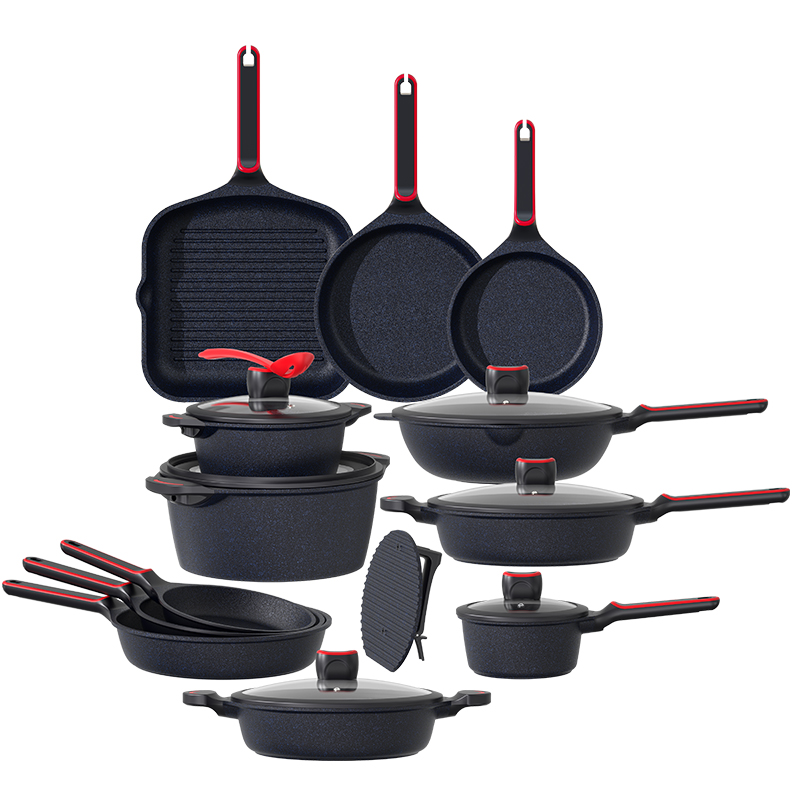 Cast aluminum non-stick cooking pot set