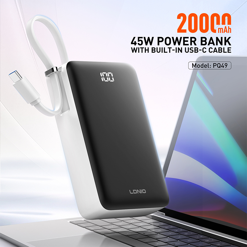 LDNIO PQ49 20000mah Universal Fast Charging Power bank With Type C Cable