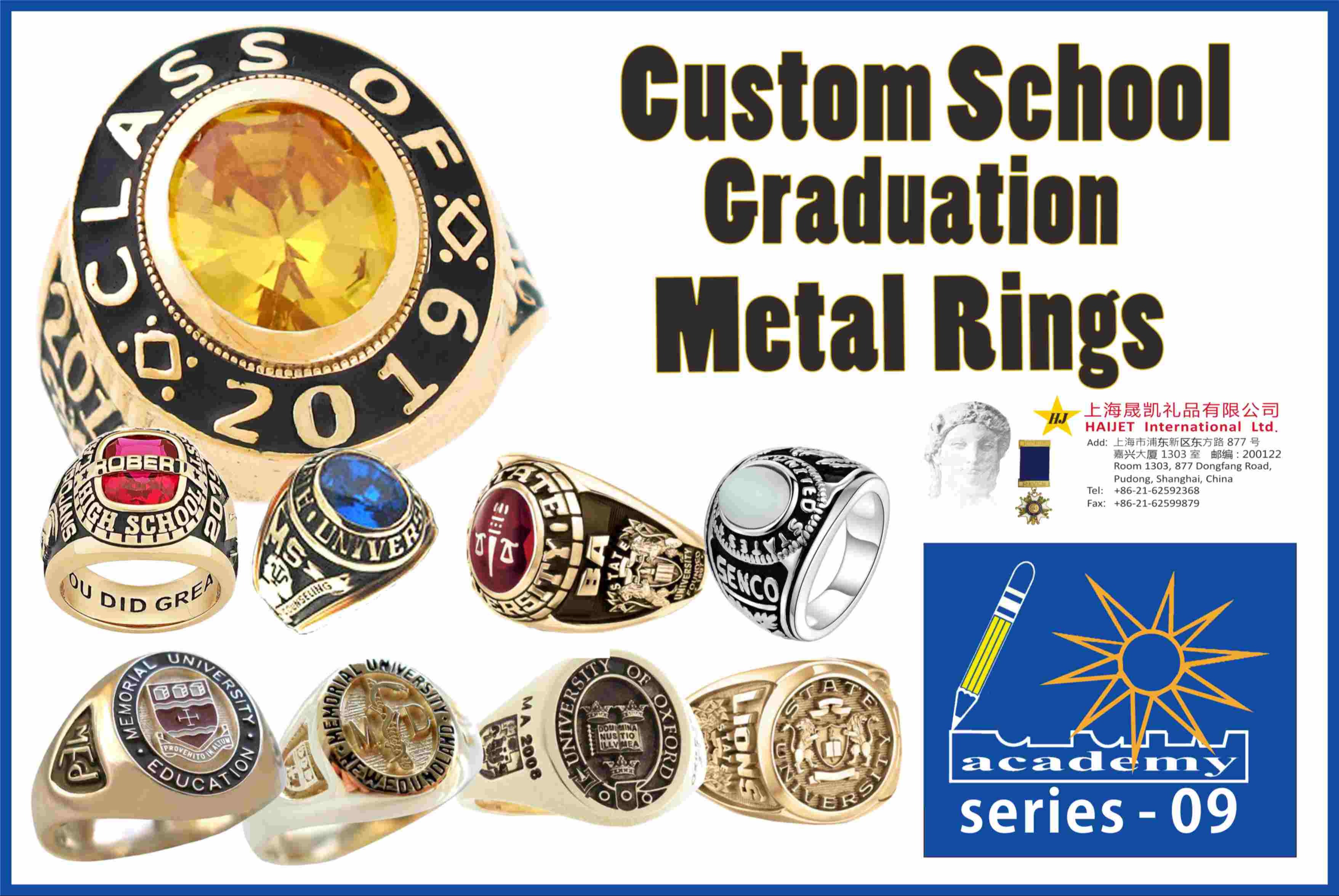 Custom School Graduation Metal Rings