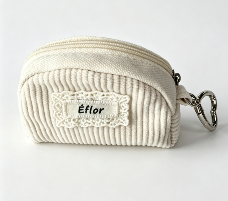 Corduroy Mini Zipper Coin Pouch