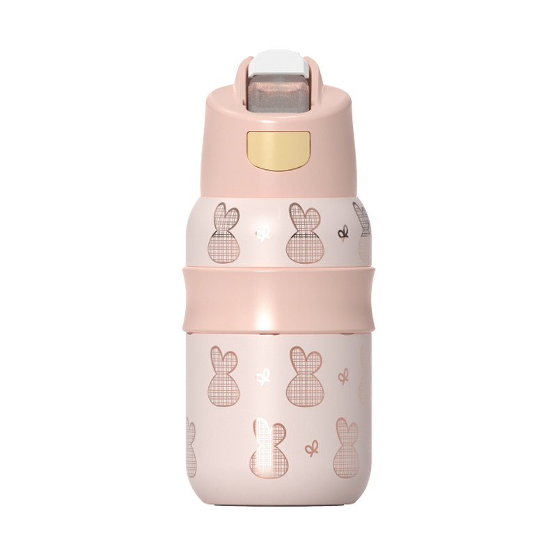 Double‑Wall Vacuum Insulated Kids Water Bottle, One‑Click Pop‑Up Straw Lid, Anti‑Choking Straw