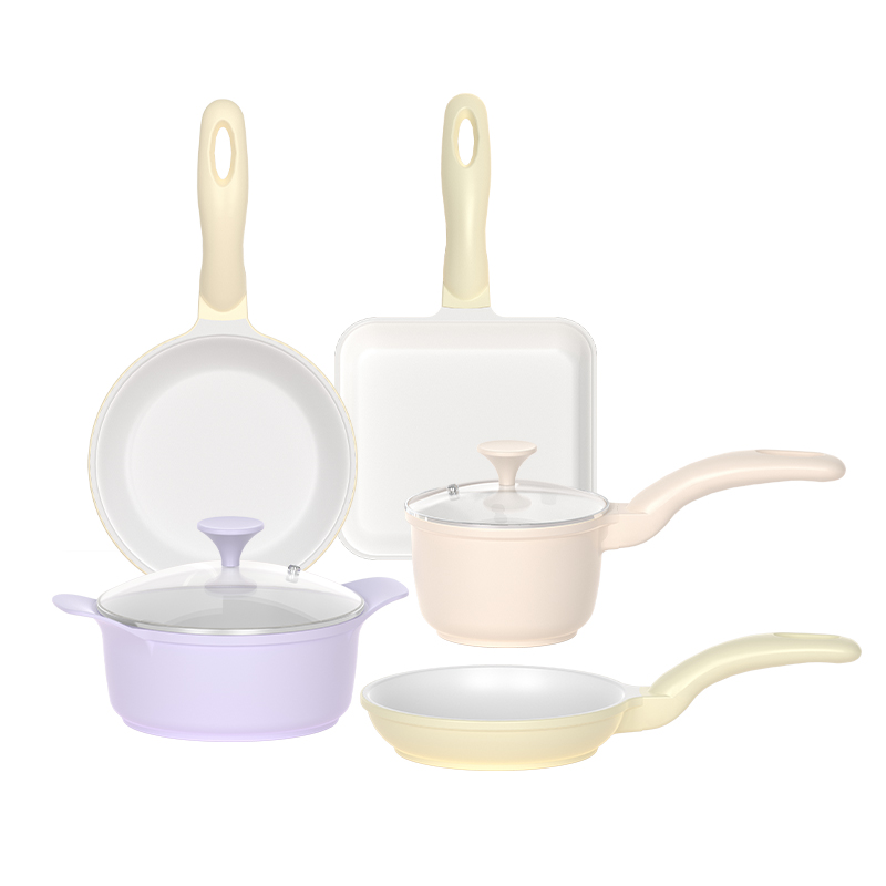 Cast aluminum non-stick cooking pot set