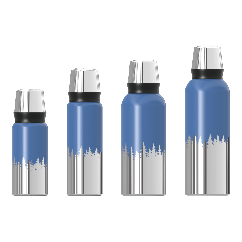 Double‑Wall Vacuum Insulated Cup, Stainless Steel Screw Lid (Lid Used as Drinking Cup), with Triangle Plug