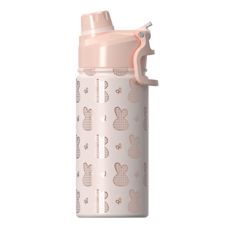 Double‑Wall Vacuum Insulated Kids Water Bottle, Dual‑Drink Lid with Direct Spout & Silicone Nozzle