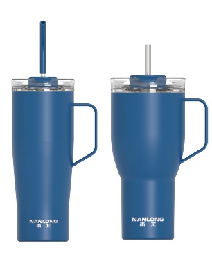 Double‑wall vacuum insulated tumbler, dual‑drink lid with handle, large‑capacity camping cup, copper‑plated three‑layer heat‑lock technology