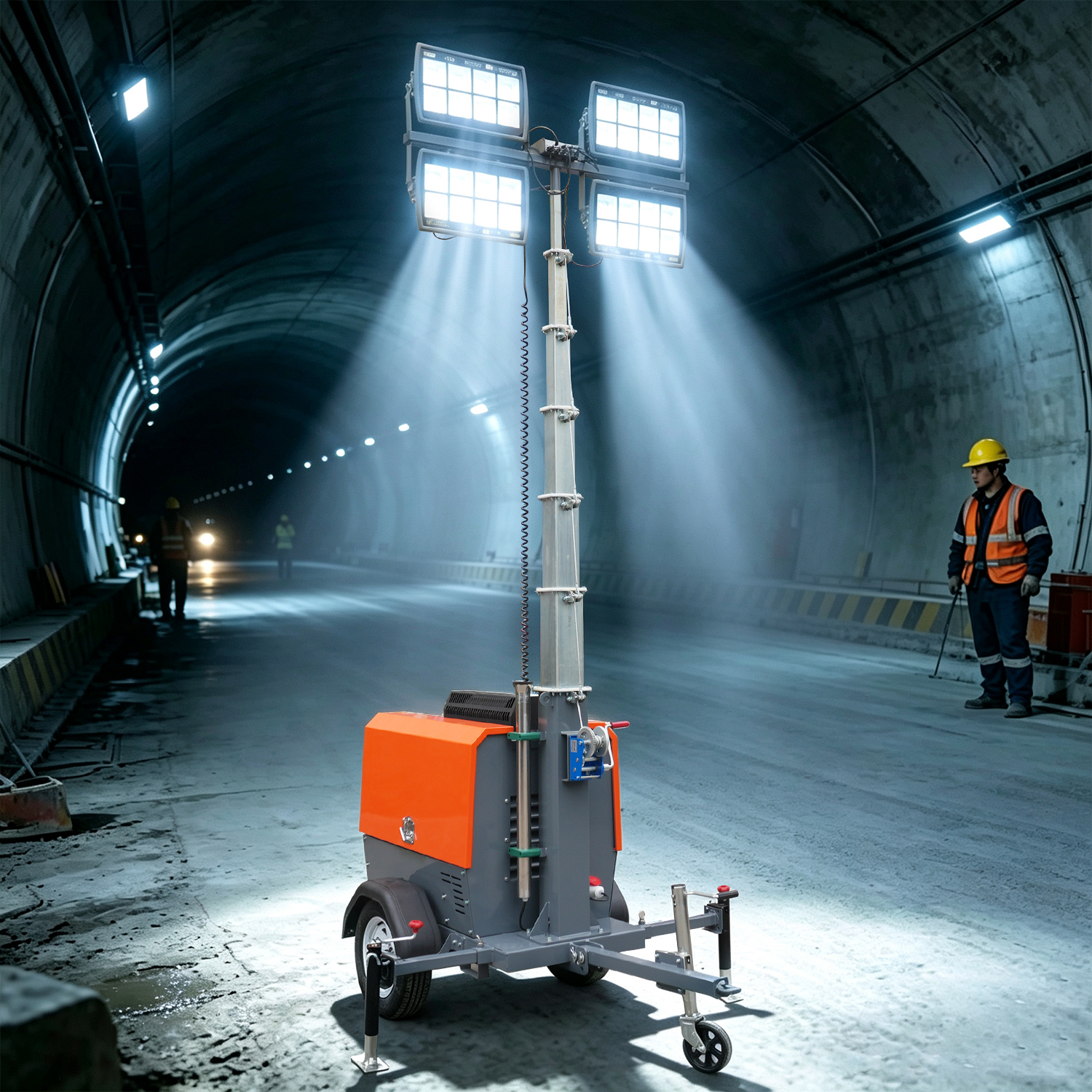 7m Telescopic Mast Mobile Light Tower