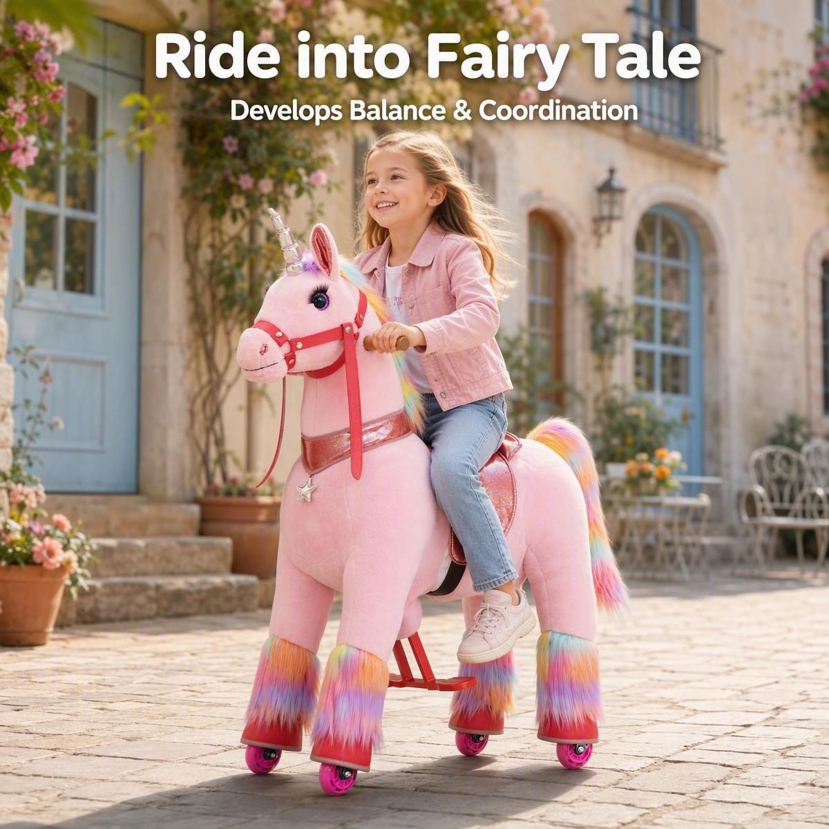 Kid-Powered Ride-On Pink Unicorn – medium size