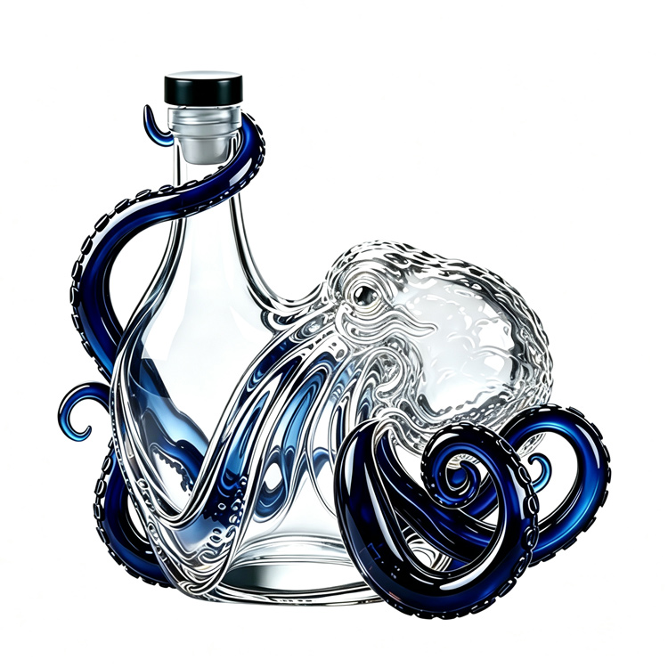 Octopus Shaped Art Liquor Bottle