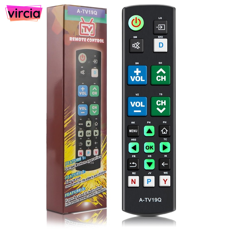 A‑TV19Q Universal TV Remote Control, Extra‑Large Buttons Designed for Seniors & Kids, Infrared Remote, Compatible With LG, Samsung, Sharp, Philips and Most Brand Televisions