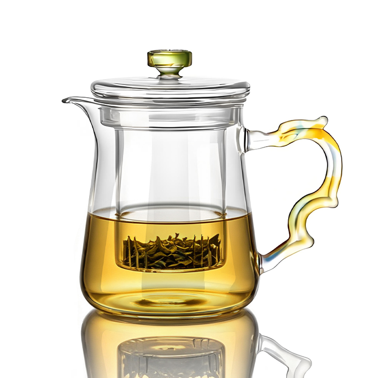 Creative Glass Teapot with Wavy Handle