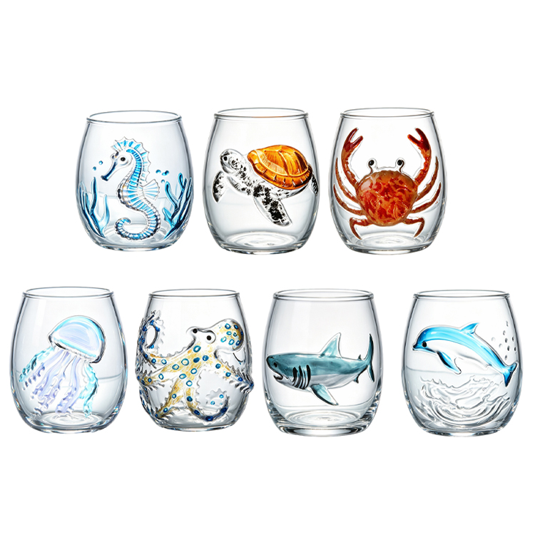 Marine Life Series Hand-painted Glass Cups