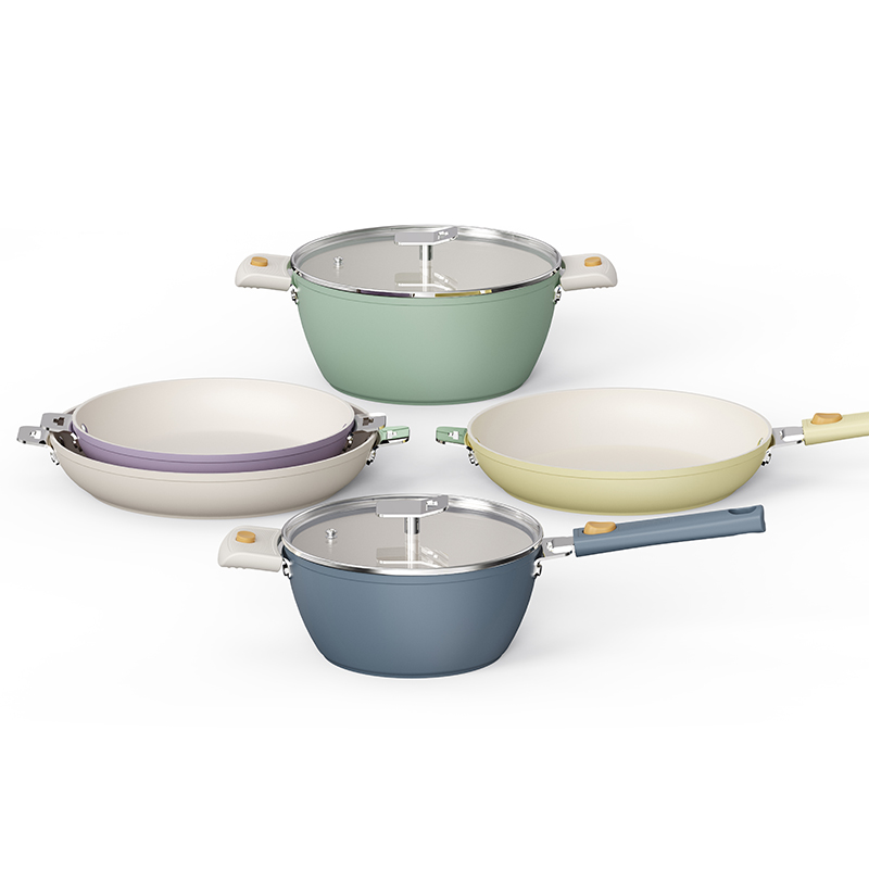 Forged aluminium non-stick cooking pot set