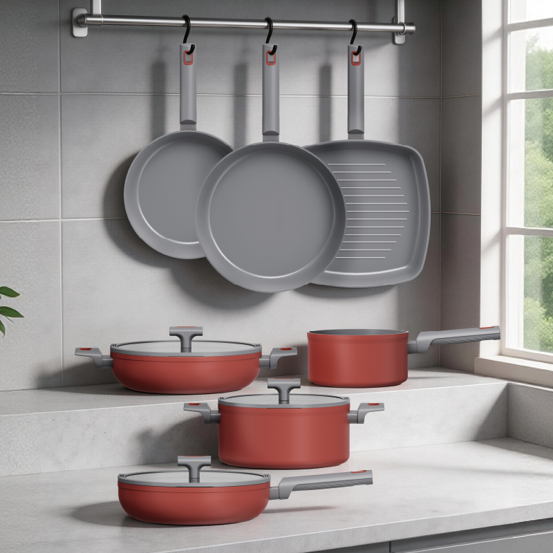 forged aluminium non-stick cooking pot set