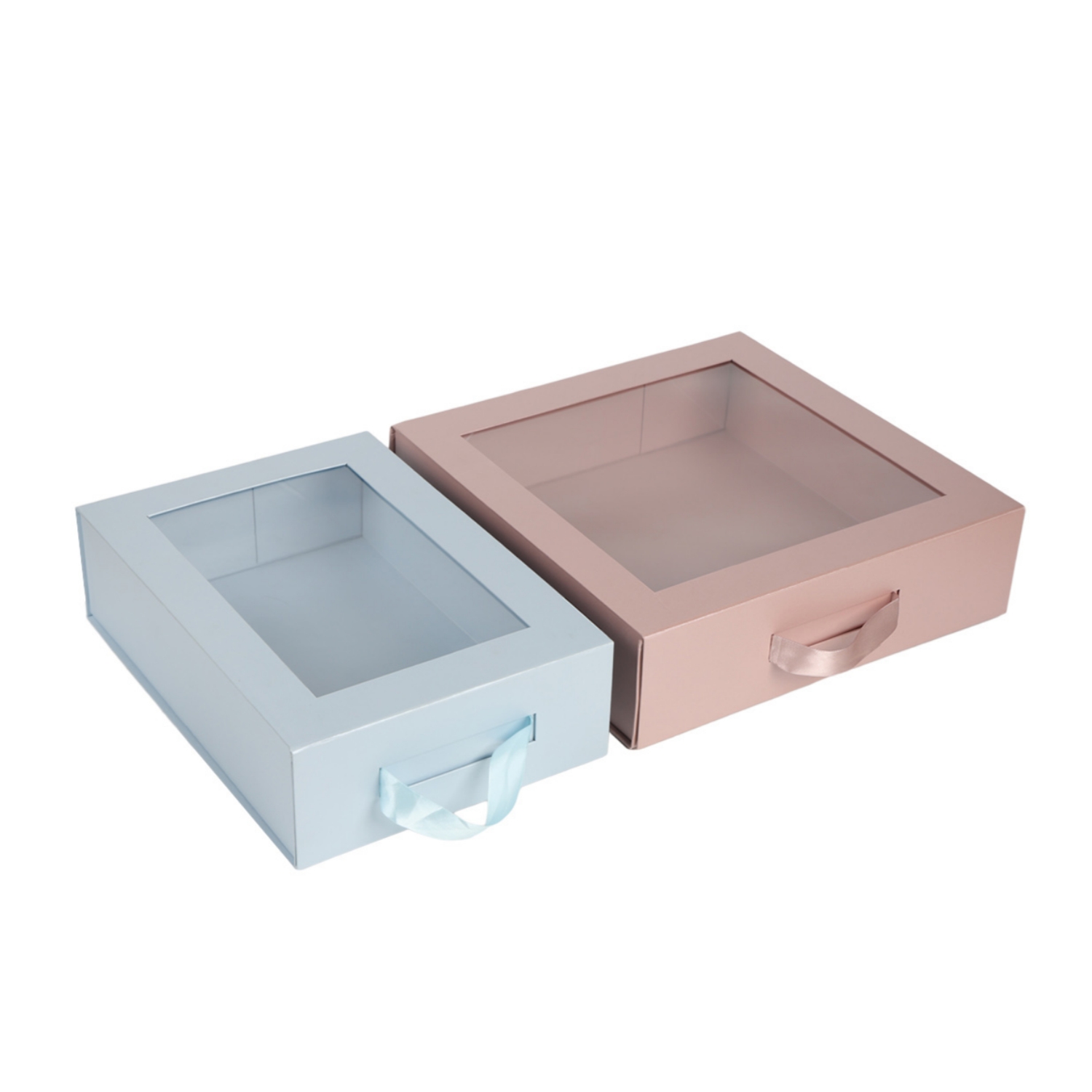 Collapsible Handle Glitter Folders Gift Packaging with Transparent PVC Window