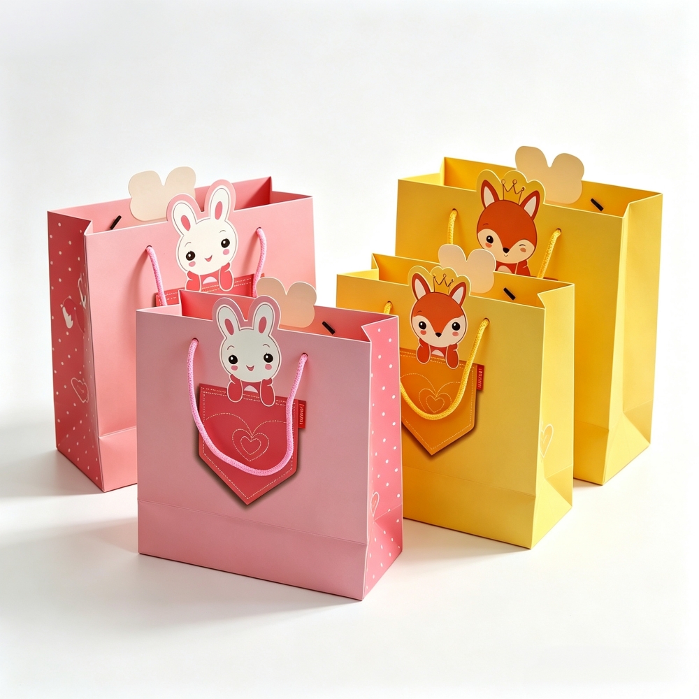 Party Paper bags,Children's Gift Bag,White Cardboard Paper Animal Gift Bags