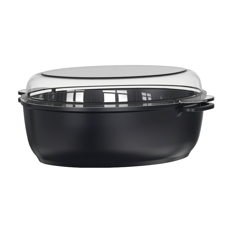 Cast aluminum oval baking pan with lid