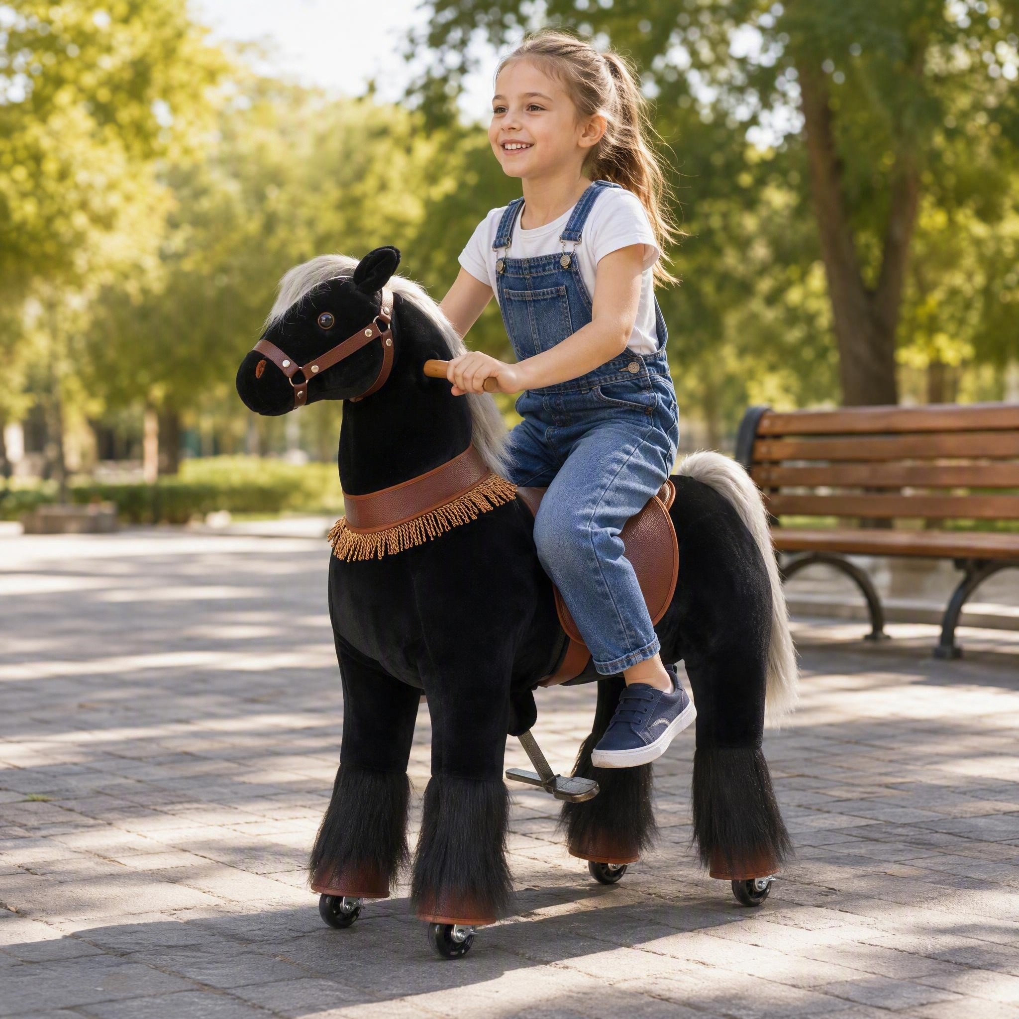 Children's non-motorized Ride-on horse Black Horse medium size