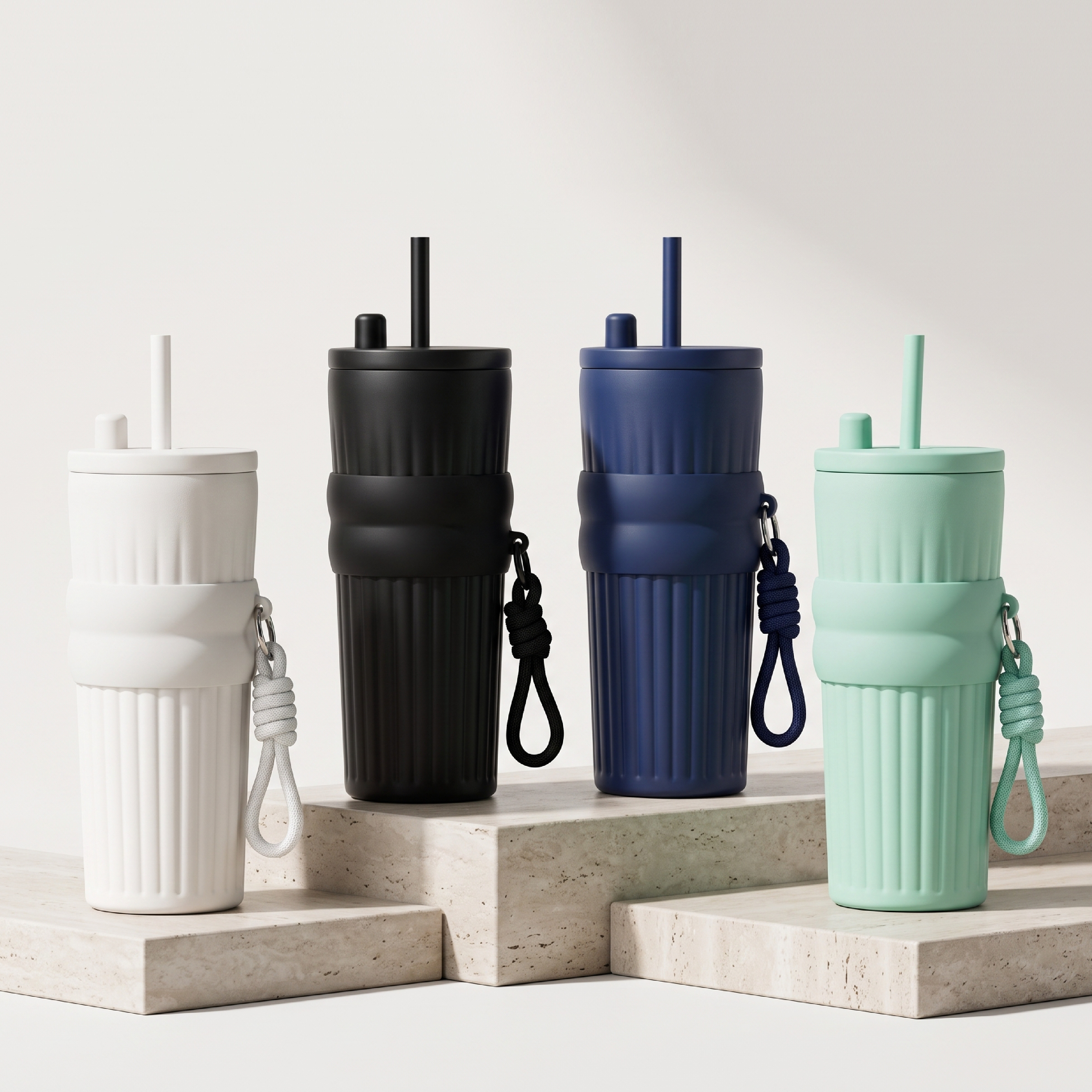 700ml Double Wall 18/8 Stainless Steel Car Insulated Tumbler Drinking Water Bottle with Straw